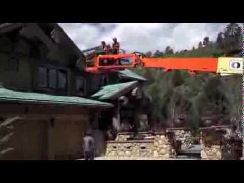 Pressure Washing a $15 Million Cabin Using a 135ft Boom Lift - Video