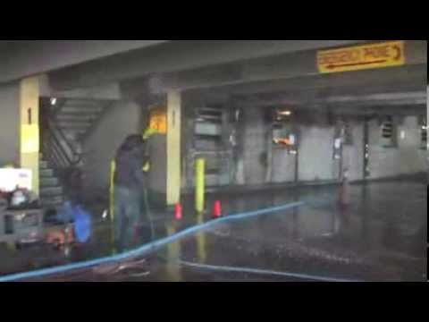 Pressure Washing Smoke Damage In A Parking Garage.mov