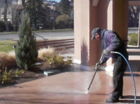 Pressure Washing Colored Sidewalks At The Broadmoor