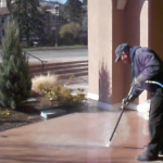 Pressure Washing Colored Concrete Sidewalks At The Broadmoor