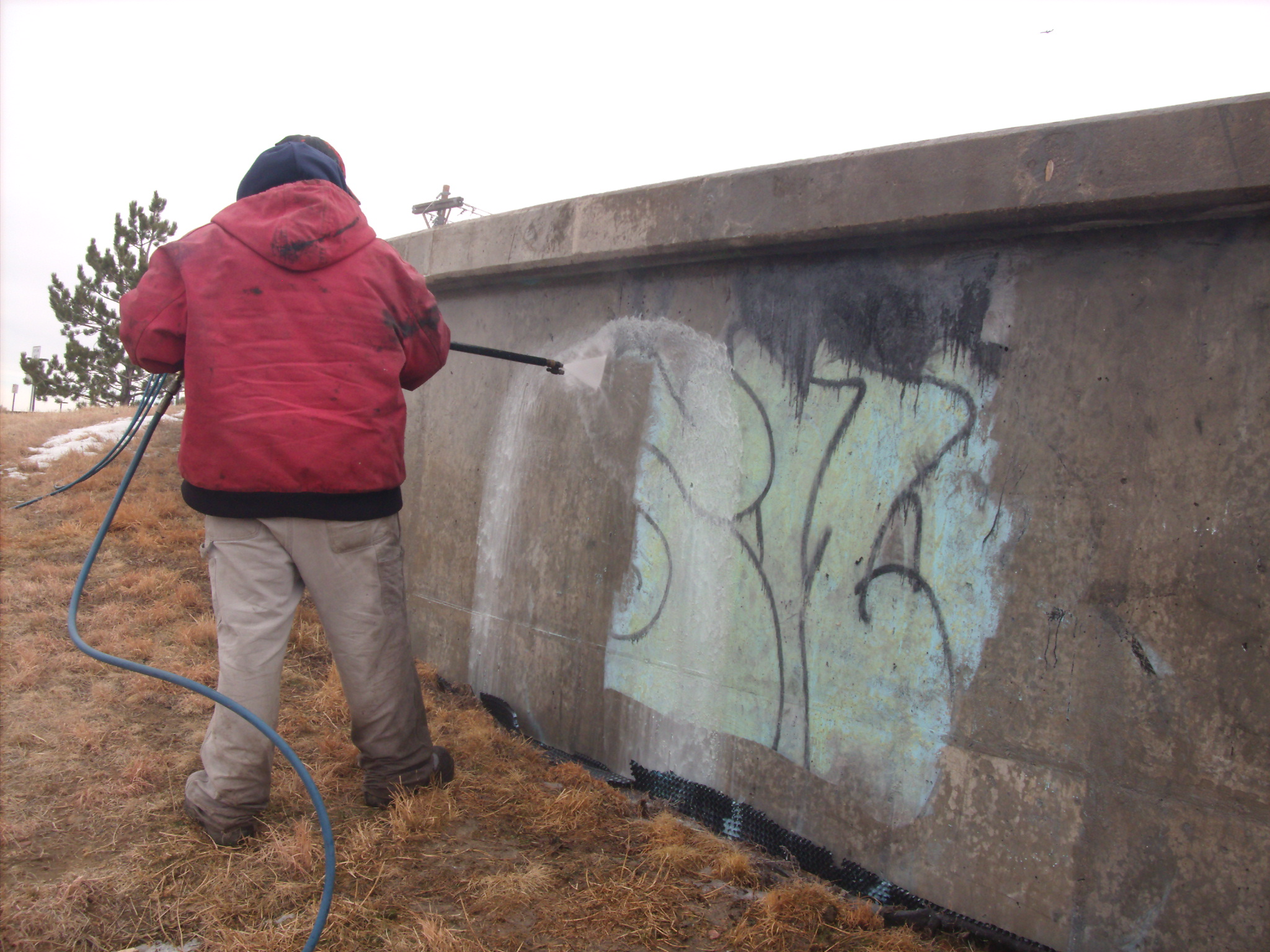 Pressure Washing Graffiti Off an Aurora, Colorado Water Tank