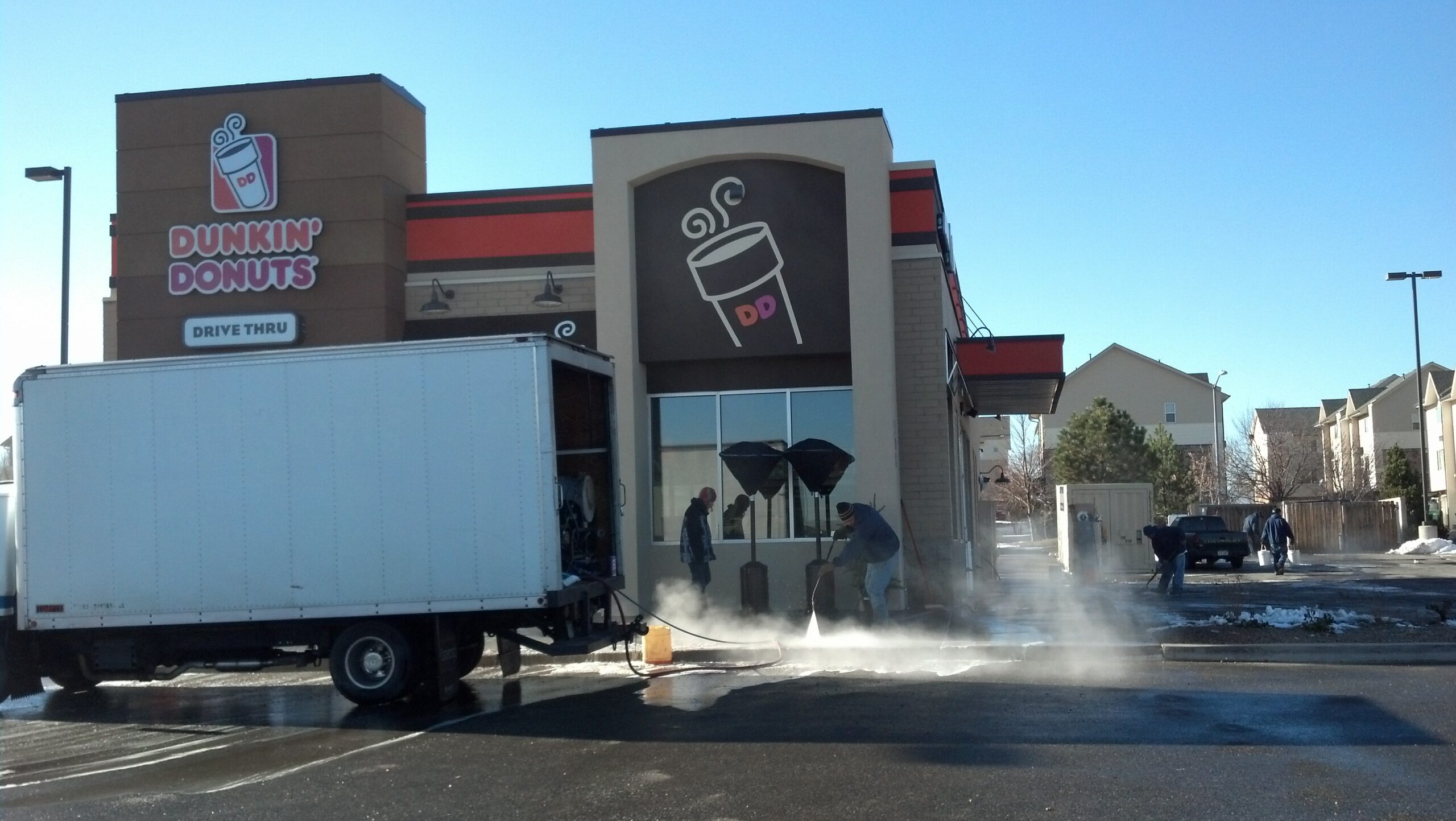 Pressure Washing to Prepare for a Dunkin' Donuts Grand Opening in Thornton, Colorado