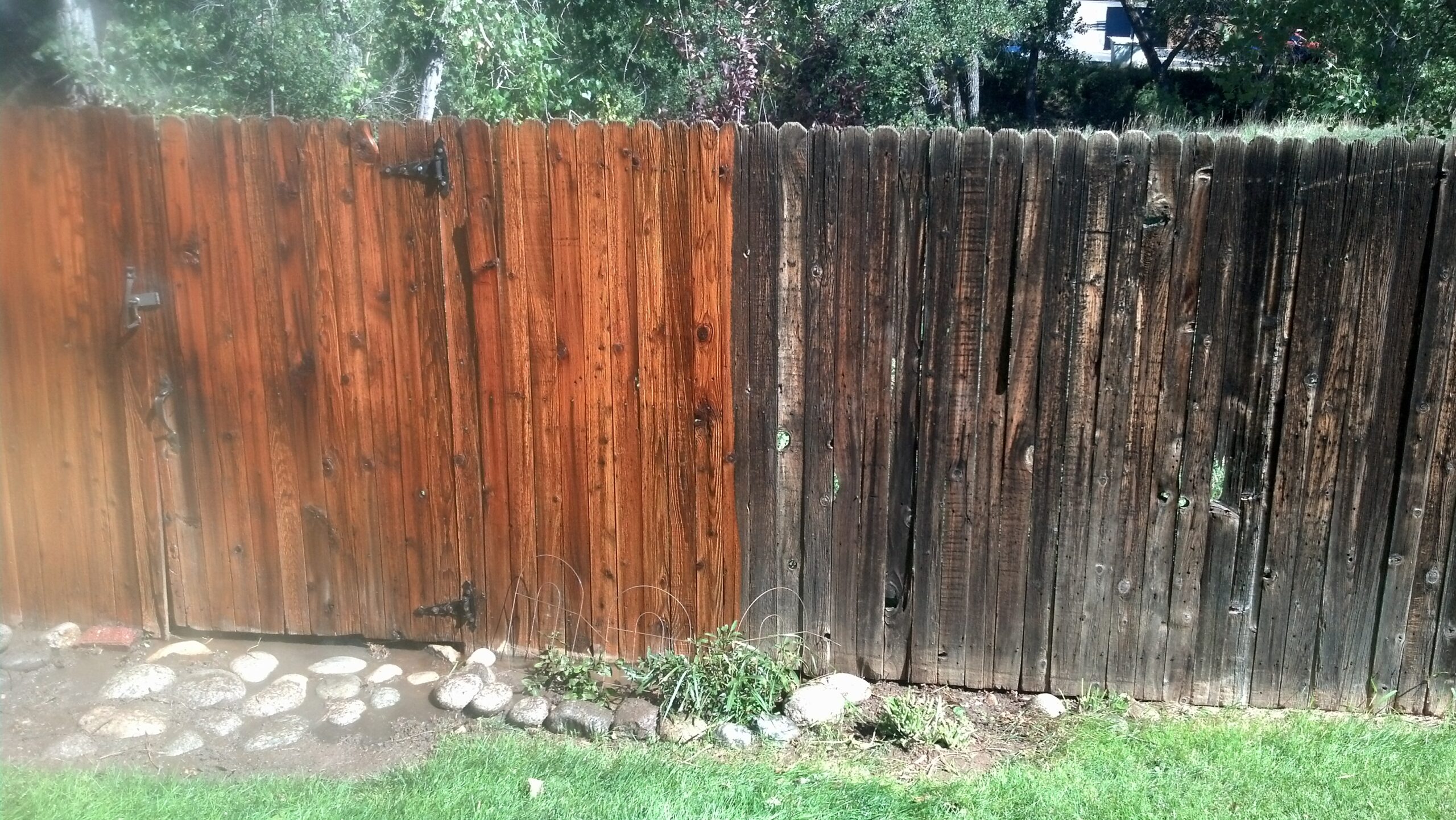 Wood fence pressure washing in Denver, Colorado - Before and After