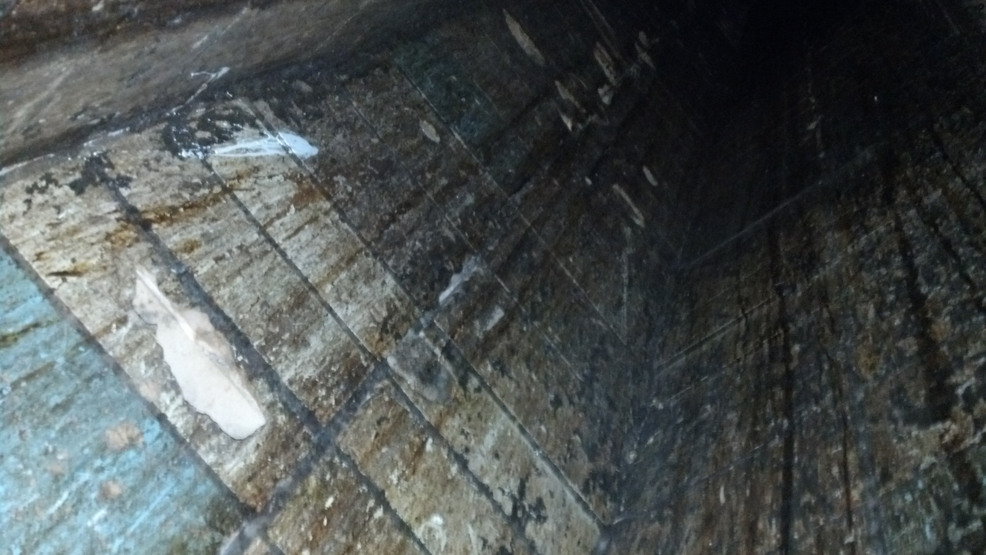 Trash chute before cleaning