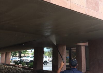 Pressure Washing a bank building in Boulder, Colorado