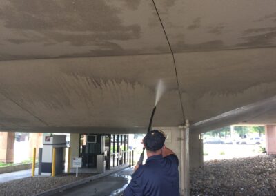 Pressure Washing a bank building in Boulder, Colorado