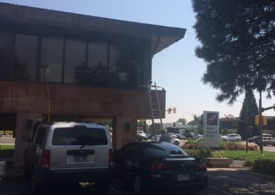 Pressure Washing a bank building in Boulder, Colorado