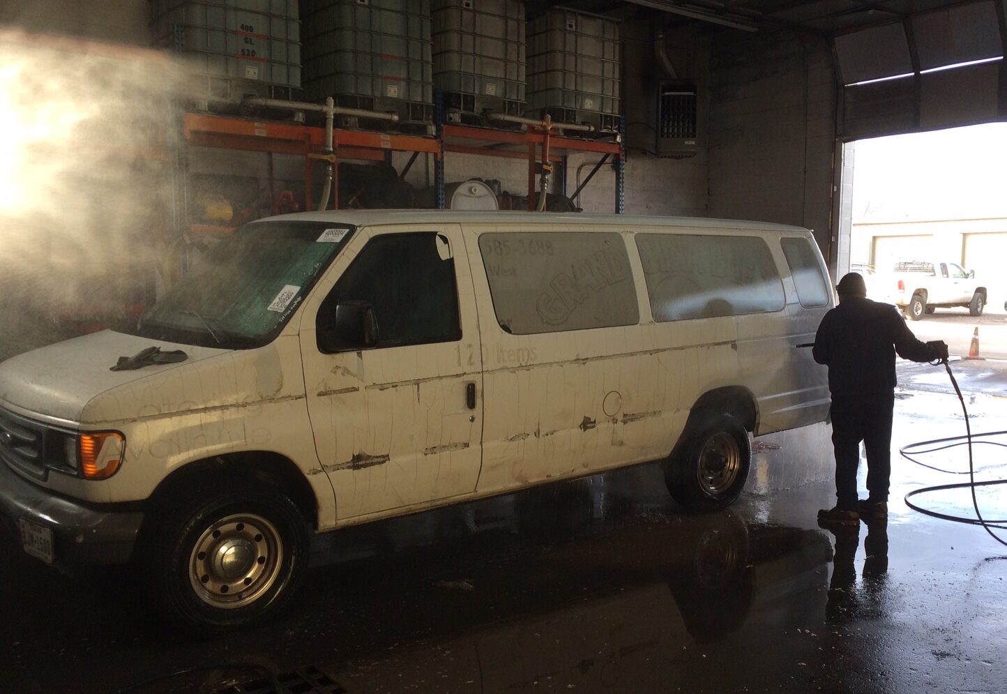 Removing an Old Wrap from a Van with a Hot Pressure Washer