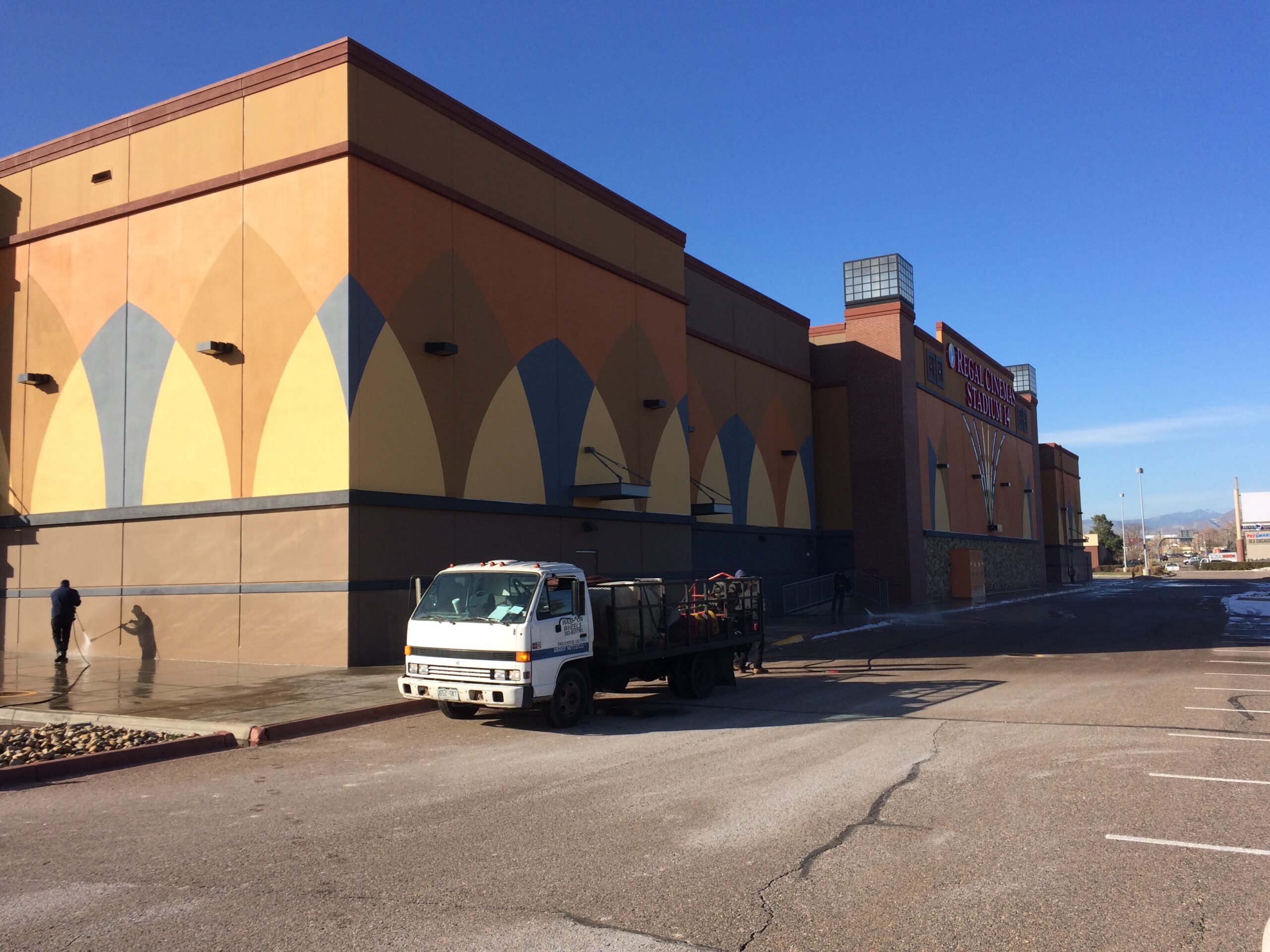 Sidewalk Pressure Washing For Regal Cinemas in Sheridan, Colorado