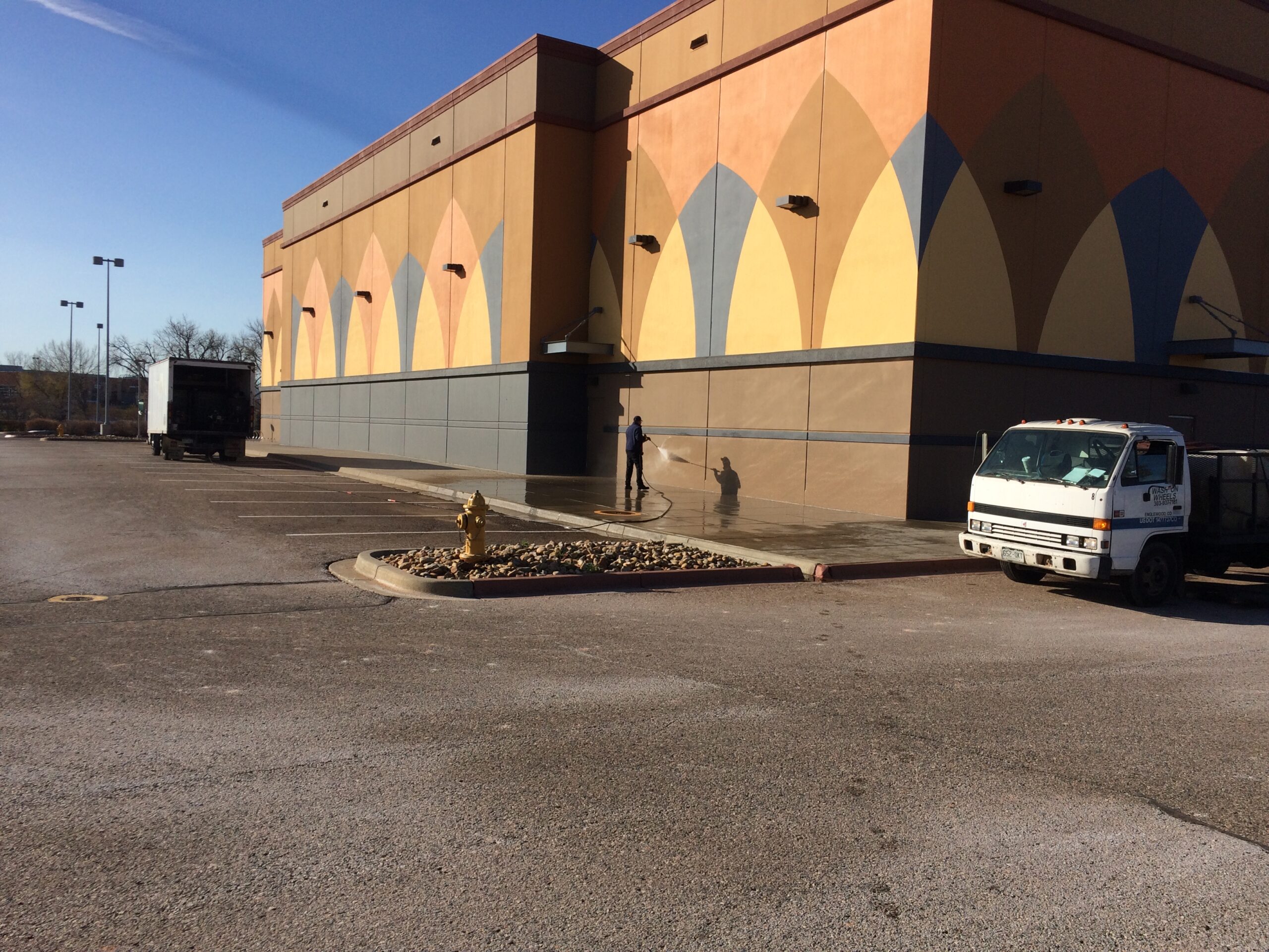 Pressure Washing the Sidewalks at the Regal Cinemas in Sheridan, Colorado