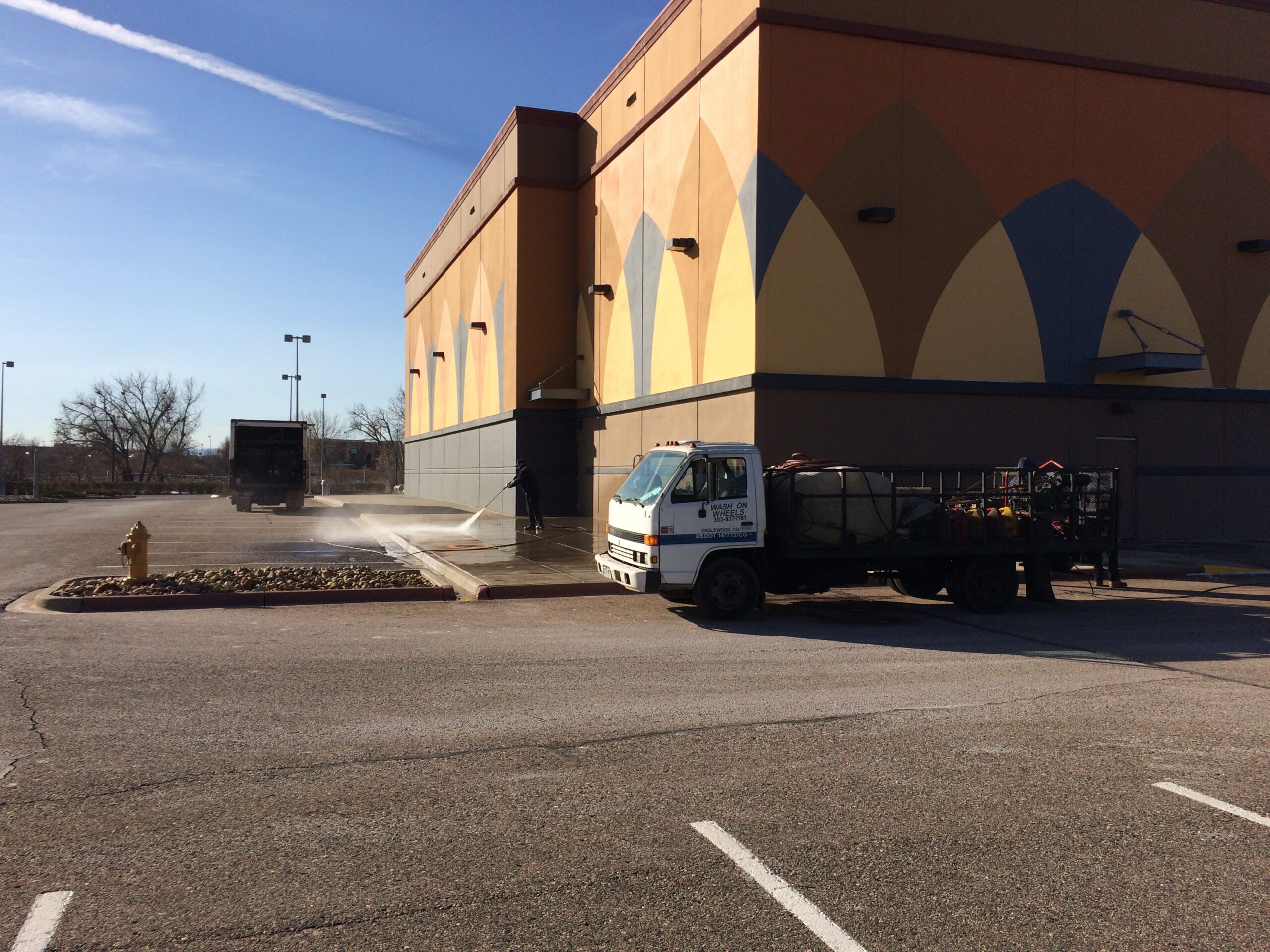 Pressure Washing the Regal Cinemas Sidewalks in Sheridan, Colorado