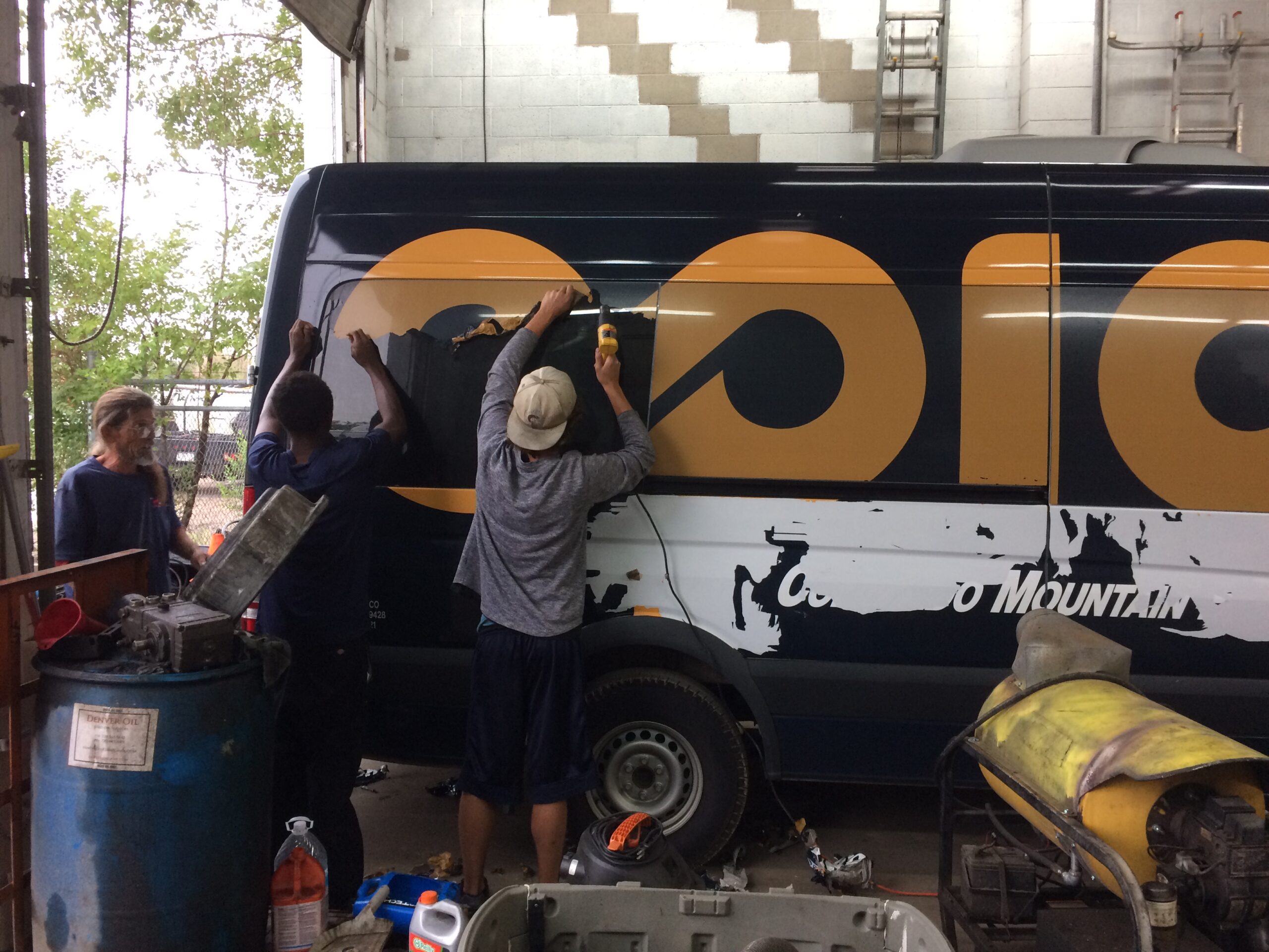 Van Wrap Removal in Progress