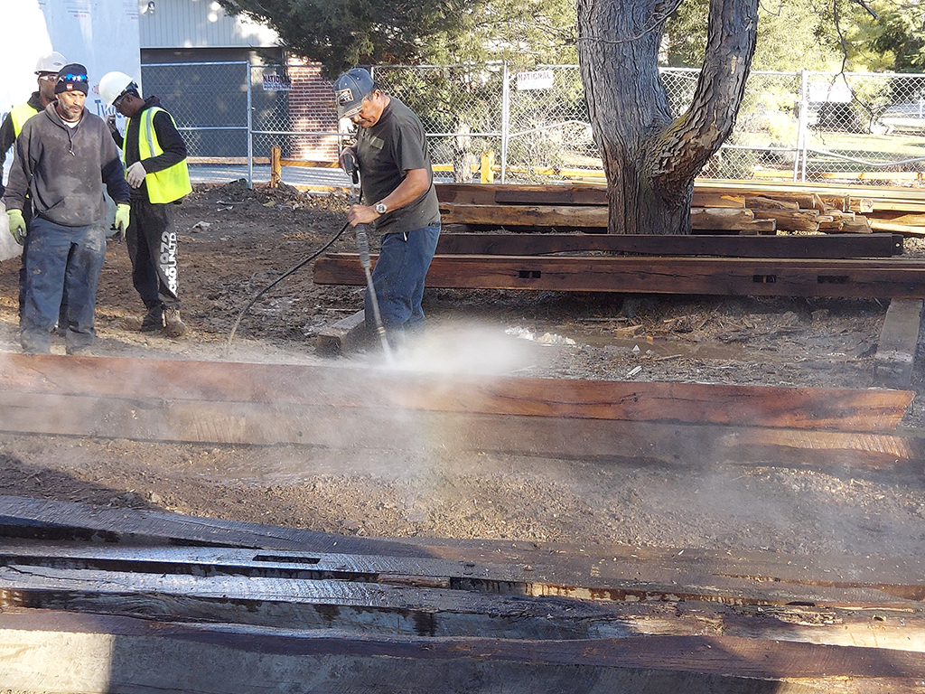 Pressure Washing Old Oak Beams in Lakewood, Colorado